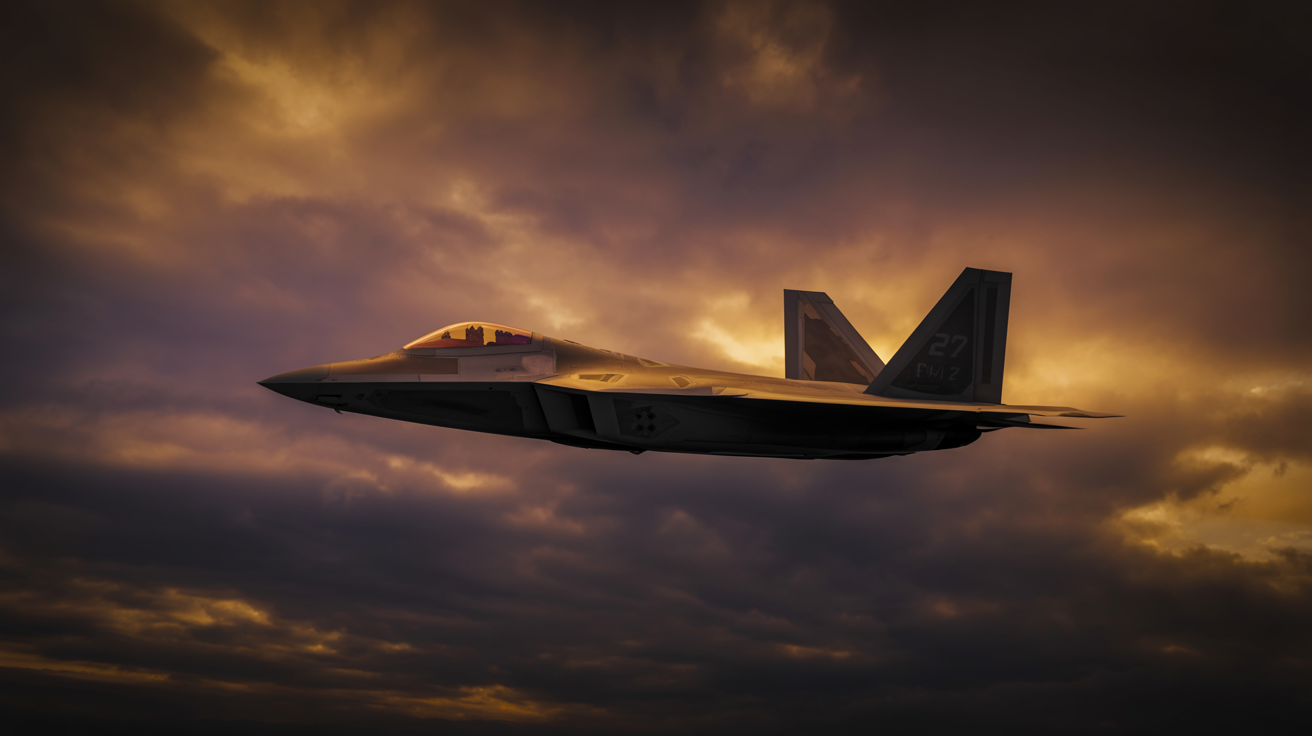 F-22 Raptor at sunset